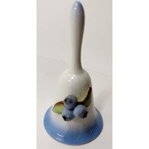Vintage Blueberry Ceramic Hand Bell, Porcelain Collectible Decorative Bell